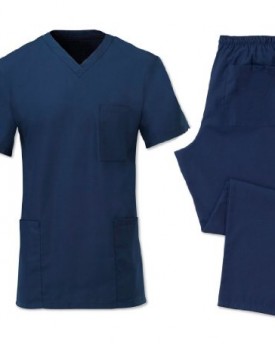 Unisex-Theatre-Scrubs-Set-of-Tunic-Trousers-Medium-Navy-Blue-0