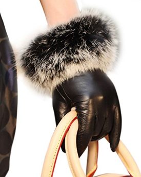 WARMEN-Luxury-Soft-Nappa-Leather-Gift-Gloves-with-100-Rabbit-Fur-Cuff-Medium-Black-Style-A-0