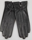 WARMEN-Women-Genuine-Nappa-Leather-Winter-Warm-Gloves-3-Classic-Whitle-Lines-with-Bows-S-Black-0-0