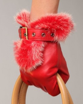 WARMEN-Women-Nappa-Leather-Gloves-with-Buckle-Design-Rabbit-Fur-Cuff-M-Red-0