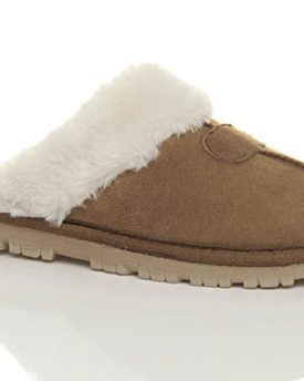 WOMENS-LADIES-FLAT-LOW-HEEL-WINTER-FUR-LINED-LUXURY-MULES-SLIPPERS-SIZE-6-39-0