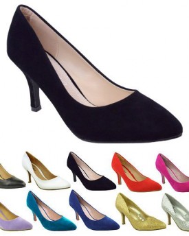 WOMENS-LADIES-LOW-MID-HIGH-KITTEN-HEEL-PUMPS-POINTED-TOE-WORK-COURT-SHOES-SIZE-UK-6-EU-39-US-8-Black-Suede-0