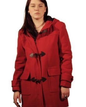 WOOL-WOMENS-WINTER-DUFFLE-COAT-RED-Size-18-0