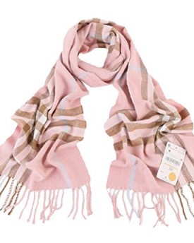 Womdee-Universal-Winter-Long-Square-Grid-Scarf-Wrap-Pink-Apricot-With-Womdee-Accessory-0