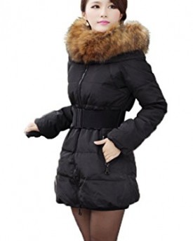Womdee-Winter-Womens-Parka-Fur-Collar-Belted-Long-Down-Coat-Jacket-BlackS-With-Womdee-Accessory-0