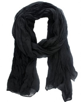WomdeeTM-Black-Cotton-Soft-Pure-Candy-Color-Linen-Crinkle-Long-Shawl-Wrap-Scarf-With-Womdee-Accessory-0