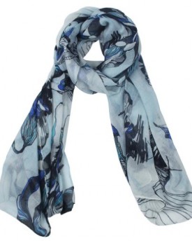 WomdeeTM-Fashion-Begonia-Flower-Ink-Style-Soft-Voile-Scarves-WrapLight-Blue-With-Womdee-Accessory-0
