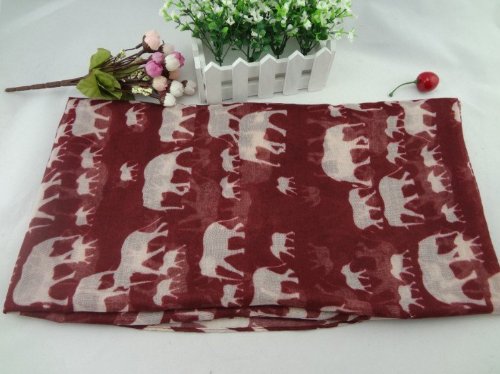 Womdee(TM) Fashion Woman Ultra Soft Paris Yarn Gorgeous Elephant Print Long Scarf Shawl Wrap-Wine Red With Womdee Accessory - Image 4