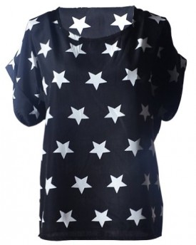 Women-Girl-Short-Sleeve-Casual-Loose-Pattern-Print-Chiffon-Blouse-Top-T-shirt-0