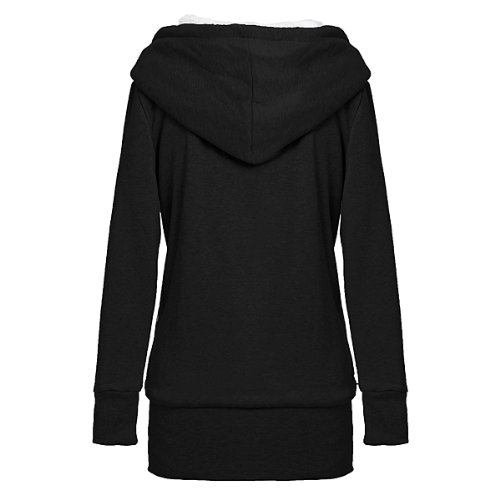 Women Warm Zip Long Sweatshirt Black Hoodie Jacket Coat Sweater Faux Fur Hooded Top Outerwear L/UK 14-16 - Image 5