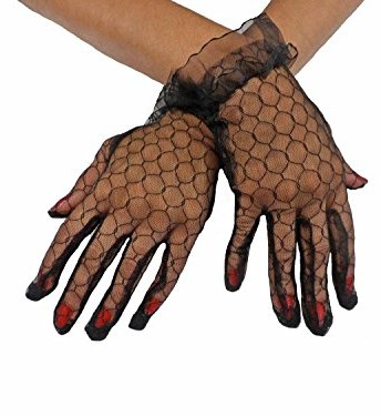 Womens-1-Pair-Pretty-Black-Fishnet-Lace-Gloves-One-Size-0