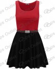 Womens-Belted-Sleeveless-Office-Flared-Franki-Party-Club-Ladies-Skater-Dress-Top-0-5