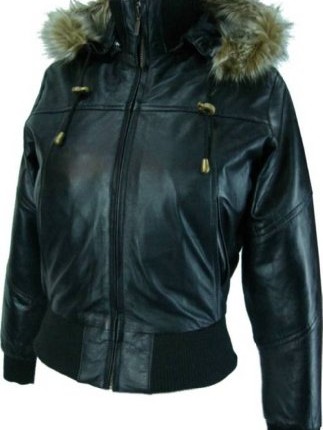 Womens-Black-Hooded-leather-bomber-jacket-with-fur-collar-M1-14-0