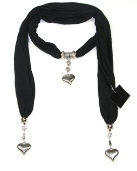 Womens-Black-Scarf-Heart-Pendants-Valentines-Day-Christmas-Gift-for-Her-Jewellery-Scarves-0