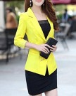 Womens-Blazer-34-Sleeve-One-Button-Lady-Workwear-Suit-Coat-Jacket-Outwear-0-0