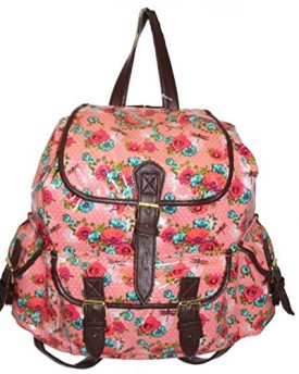 Womens-Canvas-Oilcloth-Backpack-Ladies-Girls-Rucksack-School-Bag-College-Overnight-Flight-Cabin-Work-Travel-Shoulder-Handbag-Owl-Butterfly-Polka-Dot-Dragonfly-designs-CB151-LeisureGear-uk-Oilcloth-Flo-0