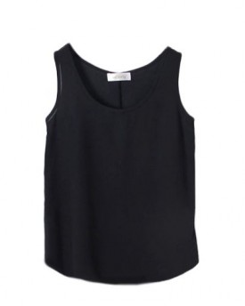 Womens-Chiffon-Sleeveless-Shirt-Vest-Tank-Tops-Blouse-Vest-T-shirt-Black-0