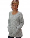 Womens-Chunky-Cable-Knitted-2-Pocket-Jumper-Sweater-ML-12-14-SILVER-0-0