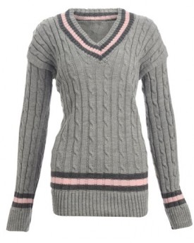 Womens-Chunky-Cable-Knitted-Ladies-Cricket-Jumper-Size-8-14-1499-One-Size-Fits-UK8-14-Grey-0