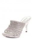 Womens-Diamante-Silver-Prom-Mules-Shoes-Sandals-SIZE-7-0