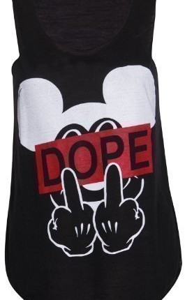 Womens-Dope-Slogan-Mickey-Mouse-Finger-Printed-Stretch-Fit-Ladies-Round-Scoop-Neckline-Sleeveless-T-Shirt-Vest-Top-Black-Size-12-14-0