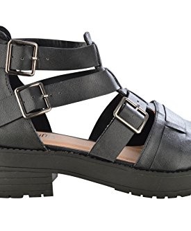Womens-Fashion-Zip-Back-Buckle-Chunky-Heel-Strappy-Cut-Out-Platform-Gladiator-Style-Shoe-Sandal-Black-4-0