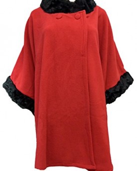 Womens-Faux-Fur-Trimmed-Soft-Fleece-Warm-Winter-Cape-Shawl-Wrap-Coat-Jacket-Red-0