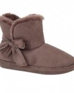 Womens-Faux-Suede-Brown-Furry-Bootee-Slipper-Ladies-Warm-Slippers-Sizes-UK-6-0