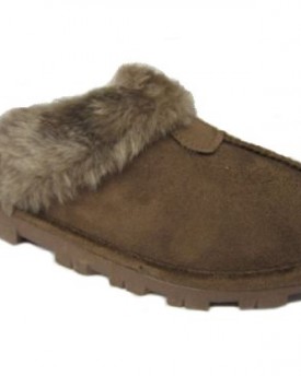 Womens-Faux-Suede-Furry-Mules-Slipper-Ladies-Mule-Slippers-Size-UK-6-0