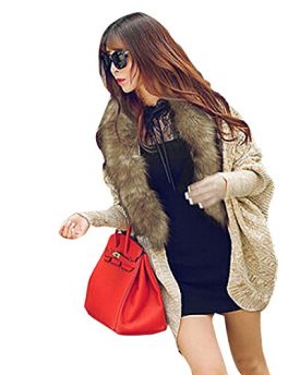 Womens-Fur-Collar-Batwing-Loose-Jumper-Cardigan-Sweater-Coat-Jacket-Outerwear-0