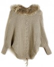 Womens-Fur-Collar-Batwing-Loose-Jumper-Cardigan-Sweater-Coat-Jacket-Outerwear-0-3