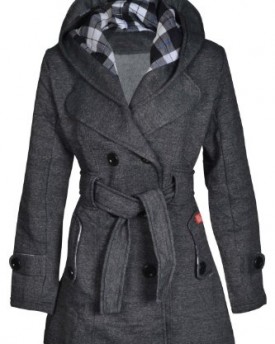 Womens-Grey-Long-Sleeve-Belted-Button-Coat-Hood-Jackets-Size-8-10-12-14-M10-Grey-0