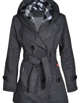 Womens-Grey-Long-Sleeve-Belted-Button-Coat-Hood-Jackets-Size-8-10-12-14-M10-Grey-0