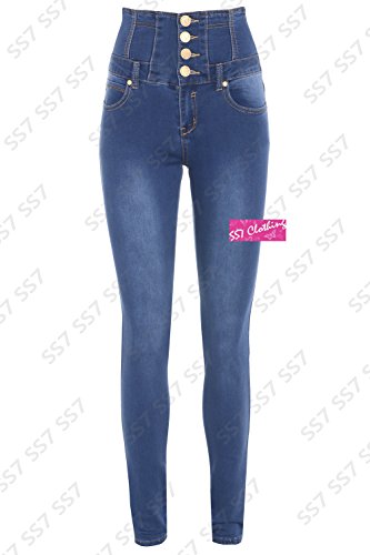 Women's High Waist Denim Jeans Size 6 - 16 (UK - 10, Denim Vintage Blue) - Image 3