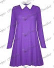 Womens-Ladies-Casual-Plain-Collared-Long-Sleeves-Flared-Jersey-Swing-Dress-Top-0-1