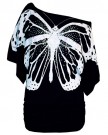 Womens-Ladies-Celeb-Sequin-Butterfly-Print-Off-Shoulder-Batwing-Side-Ruched-Top-COLOR-BLACK-SIZE-20-22-0