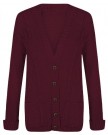 Womens-Ladies-Chunky-Cable-Knitted-Long-Sleeve-Button-Grandad-Knitwear-Cardigan-WINE-One-SizeUK8-14-Mixed-Fibres-0