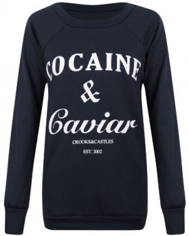 Womens-Ladies-Cocaine-And-Caviar-Print-Jumper-Pullover-Sweatshirt-Top-T-shirt-UK-810-AUS-810-US-46Navy-0