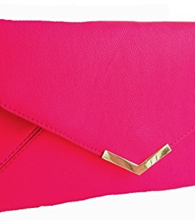 Womens-Ladies-Girls-Designer-Inspired-Faux-Leather-Envelope-Flat-Wallet-Style-Dressy-Occasion-Party-Clutch-Bags-B8-NEON-PINK-0