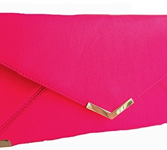 Womens-Ladies-Girls-Designer-Inspired-Faux-Leather-Envelope-Flat-Wallet-Style-Dressy-Occasion-Party-Clutch-Bags-B8-NEON-PINK-0