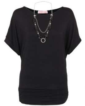 Womens-Ladies-Oversized-Batwing-Boat-Neck-Jersey-Long-Top-Tunic-Dress-Necklace-Black10-0