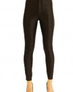 Womens-Ladies-Wet-Look-Shiny-High-Waisted-Button-Leggings-Disco-pants-L-Black-0
