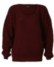 Womens-Long-Sleeves-Knitted-Baggy-Style-Oversize-Plain-Jumper-Sweater-One-Size-1199-One-Size-Fits-UK-8-14-Wine-0