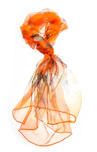 Women's Multi Function 100% Pure Silk Butterfly Scarf/Headwear (tested by leading authority) (Orange)