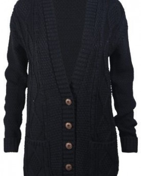 Womens-New-Long-Sleeves-Ladies-Chunky-Aran-Button-Fastening-Cable-Knit-Sweater-Grandad-Cardigan-Top-Plus-Size-Black-Size-20-22-0