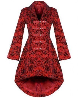 Womens-New-Red-Gothic-Steampunk-Military-Rockabilly-Flocked-Tattoo-Coat-0