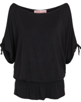 Womens-Oversized-Batwing-Split-Off-Shoulder-Sleeve-Baggy-Jersey-Long-Top-T-Shirt-Black20-0