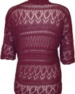 Womens-Plus-Size-Crochet-Knitted-Short-Sleeve-Ladies-Open-Cardigan-Top-Magenta-18-20-0-1