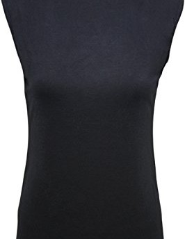 Womens-Polo-Neck-Plain-Ladies-Stretch-Sleevless-Vest-Turtle-Bodycon-Top-Black-12-14-0