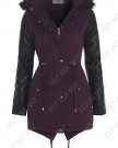 Womens-Quilted-PU-Sleeve-Parka-Coat-Sizes-8-to-16-UK-10-Mulberry-Black-0